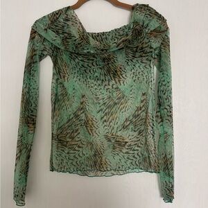 Green Patterned Women's Top